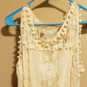 Lace cream sleeveless dress, w/built in slip NWOT